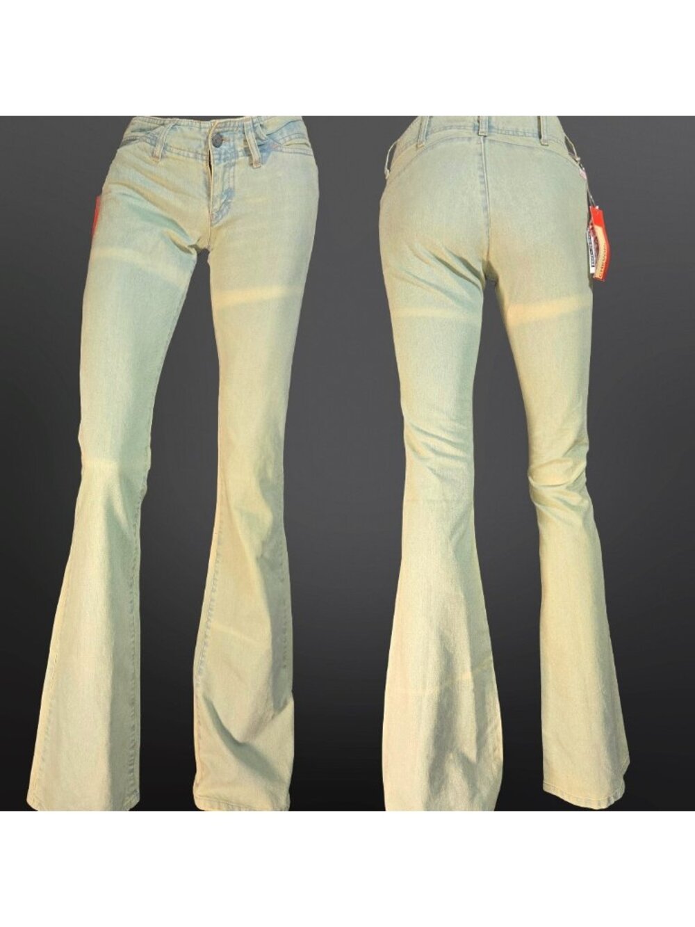 Vintage Deadstock Y2K Low Rise Bootcut Flare Jeans Size 24 XS Light Aged Wash